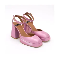 Badda - Zapato Tornasol Con Correa, Tacon Ancho Y Plataforma