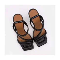 Cameron - Sandalias De Piel Brillante Con Tiras Anchas Acolchadas Y Tacon Alto