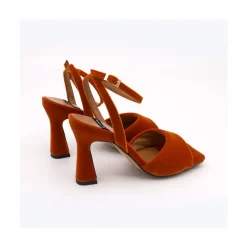Carine - Sandalia De Terciopelo De Vestir O Fiesta Con Tacon Y Pulsera