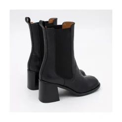 Garbo - Botines Chelsea De Piel Con Puntera Redonda Y Tacon Ancho