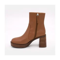 Greta - Botin De Piel Con Tacon Y Plataforma De Madera