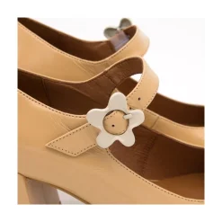 Jett Flower - Zapatos Mary Jane Con Hebilla De Flor Y Tacon Ancho