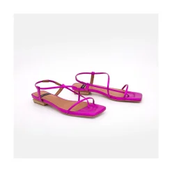 Julie - Sandalias De Dedo Planas De Tiras Minimalistas Metalizadas