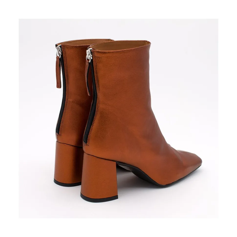 Lauryn - Botines Metalizados De Piel Con Tacon Ancho