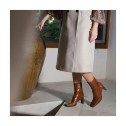Lauryn - Botines Metalizados De Piel Con Tacon Elegante