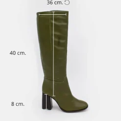 Lungo - Bota Alta De Mujer Con Tacon Ancho