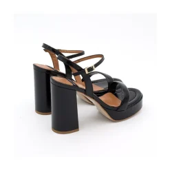Mandy - Sandalia De Piel Brillante Con Tacon Ancho Y Plataforma