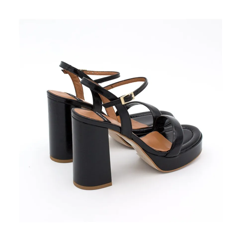 Mandy - Sandalia De Piel Brillante Con Tacon Ancho Y Plataforma