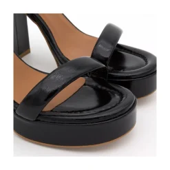 Mandy - Sandalia De Piel Brillante Con Tacon Ancho Y Plataforma