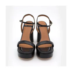 Mandy - Sandalia De Piel Brillante Con Tacon Ancho Y Plataforma