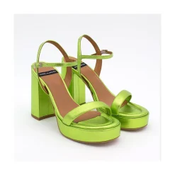 Mandy - Sandalia De Piel Con Tacon Ancho Y Plataforma