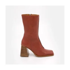 Motagua - Botas De Mujer De Piel Con Tacon De Bloque Robusto