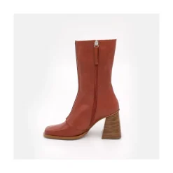 Motagua - Botas De Mujer De Piel Con Tacon De Bloque Robusto