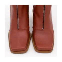 Motagua - Botas De Mujer De Piel Con Tacon De Bloque Robusto