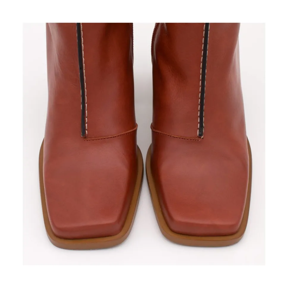 Motagua - Botas De Mujer De Piel Con Tacon De Bloque Robusto