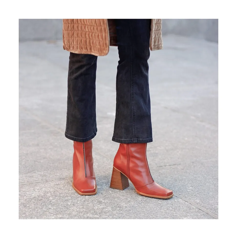 Motagua - Botas De Mujer De Piel Con Tacon De Bloque Robusto