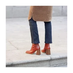 Motagua - Botas De Mujer De Piel Con Tacon De Bloque Robusto