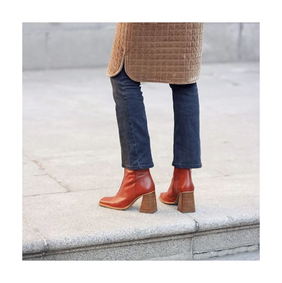 Motagua - Botas De Mujer De Piel Con Tacon De Bloque Robusto