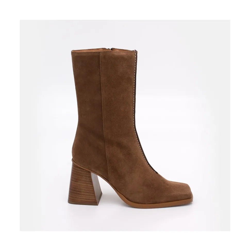 Motagua - Botas De Mujer De Ante Con Tacon De Bloque Robusto