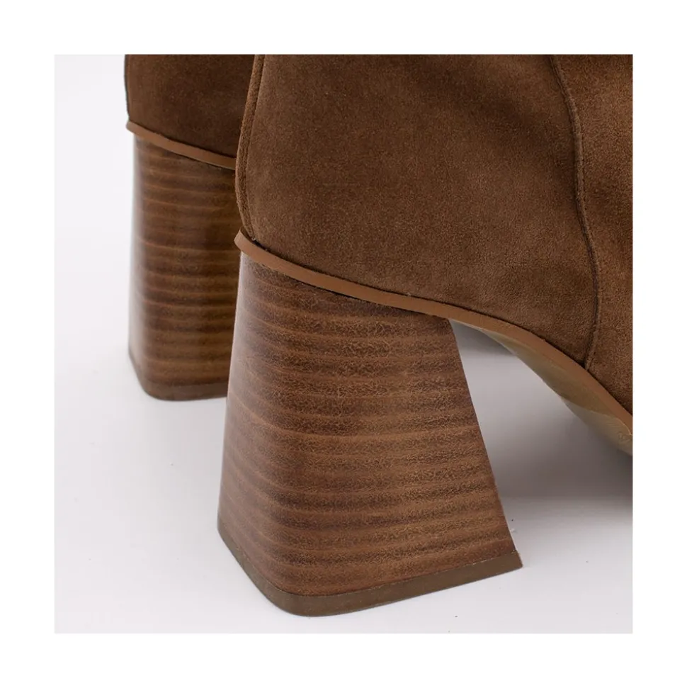 Motagua - Botas De Mujer De Ante Con Tacon De Bloque Robusto