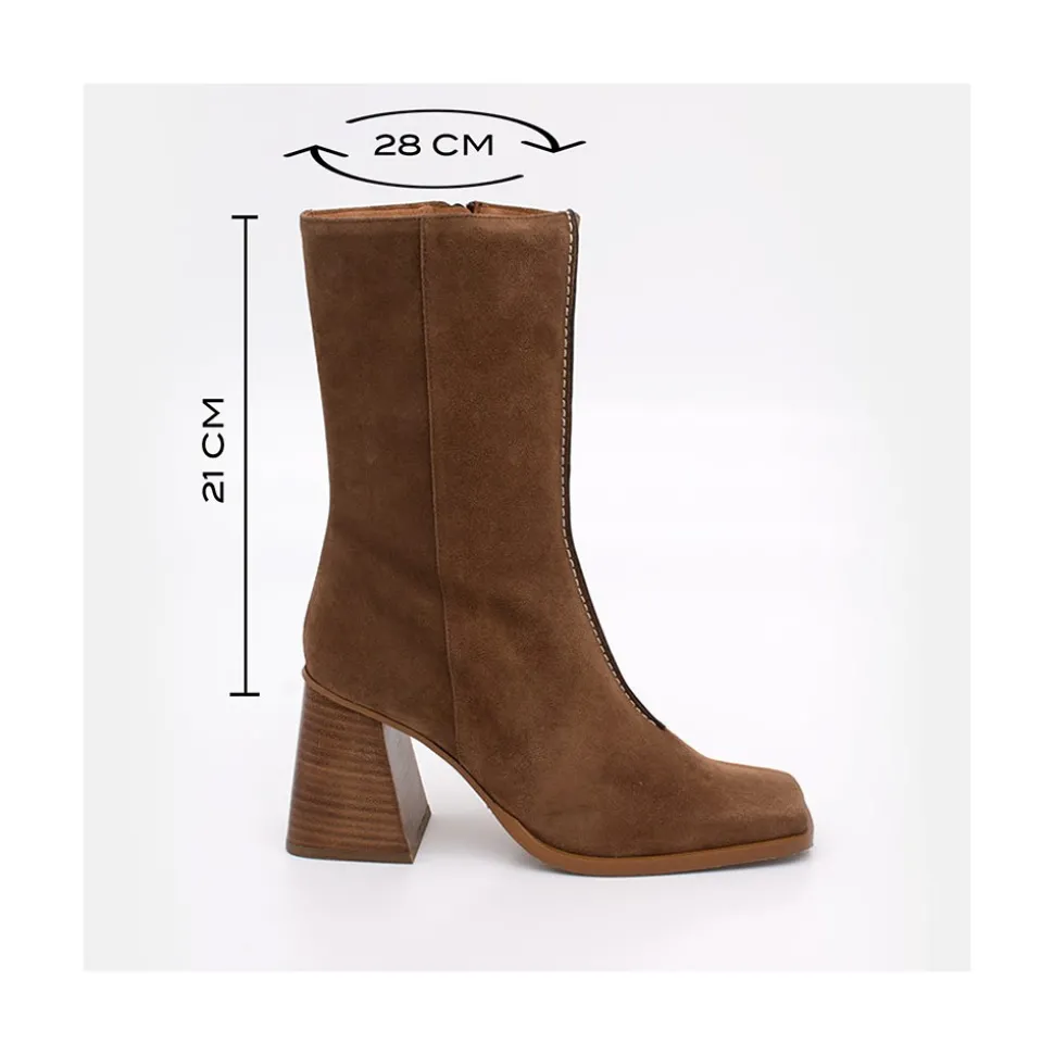 Motagua - Botas De Mujer De Ante Con Tacon De Bloque Robusto