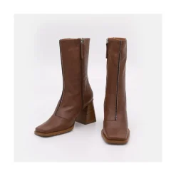 Motagua - Botas De Mujer De Piel Con Tacon De Bloque Robusto