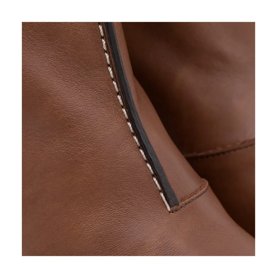 Motagua - Botas De Mujer De Piel Con Tacon De Bloque Robusto