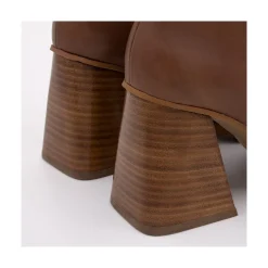 Motagua - Botas De Mujer De Piel Con Tacon De Bloque Robusto