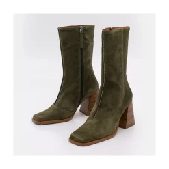Motagua - Botas De Mujer De Ante Con Tacon De Bloque Robusto