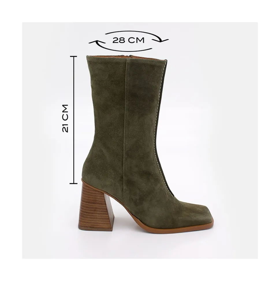 Motagua - Botas De Mujer De Ante Con Tacon De Bloque Robusto