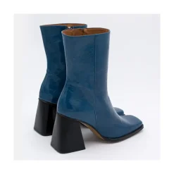 Oconnor - Botin De Piel Brillante Con Tacon Ancho Con Cremallera