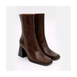 Oconnor - Botin De Piel Brillante Con Tacon Ancho Con Cremallera