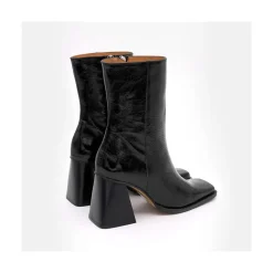 Oconnor - Botin De Piel Brillante Con Tacon Ancho Con Cremallera