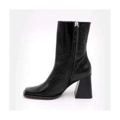 Oconnor - Botin De Piel Brillante Con Tacon Ancho Con Cremallera