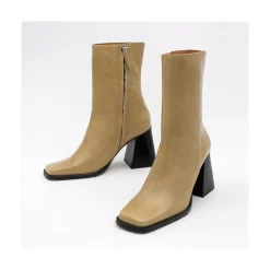 Oconnor - Botin De Piel Brillante Con Tacon Ancho Con Cremallera