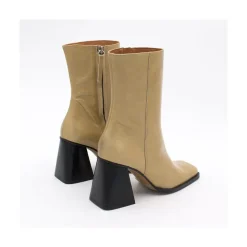 Oconnor - Botin De Piel Brillante Con Tacon Ancho Con Cremallera
