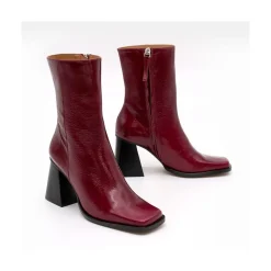 Oconnor - Botin De Piel Brillante Con Tacon Ancho Con Cremallera