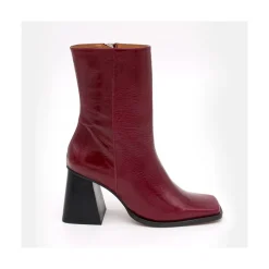 Oconnor - Botin De Piel Brillante Con Tacon Ancho Con Cremallera
