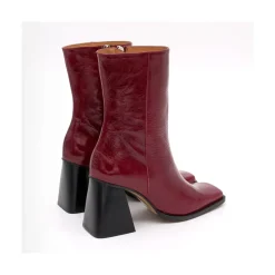 Oconnor - Botin De Piel Brillante Con Tacon Ancho Con Cremallera