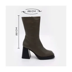 Olama - Botas De Mujer Comodas De Piel Con Tacon Chunky Y Plataforma