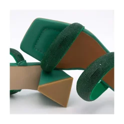 Sophie - Sandalia De Tiras Acolchadas Con Cristales Y Tacon Triangular
