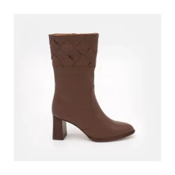 Xaya - Botin De Piel Con Tacon Alto De Puntera Redonda