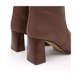 Xaya - Botin De Piel Con Tacon Alto De Puntera Redonda